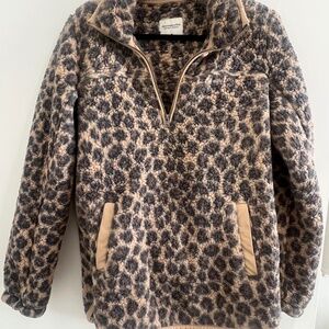 Abercrombie Leopard Fleece Quarter Zip Medium